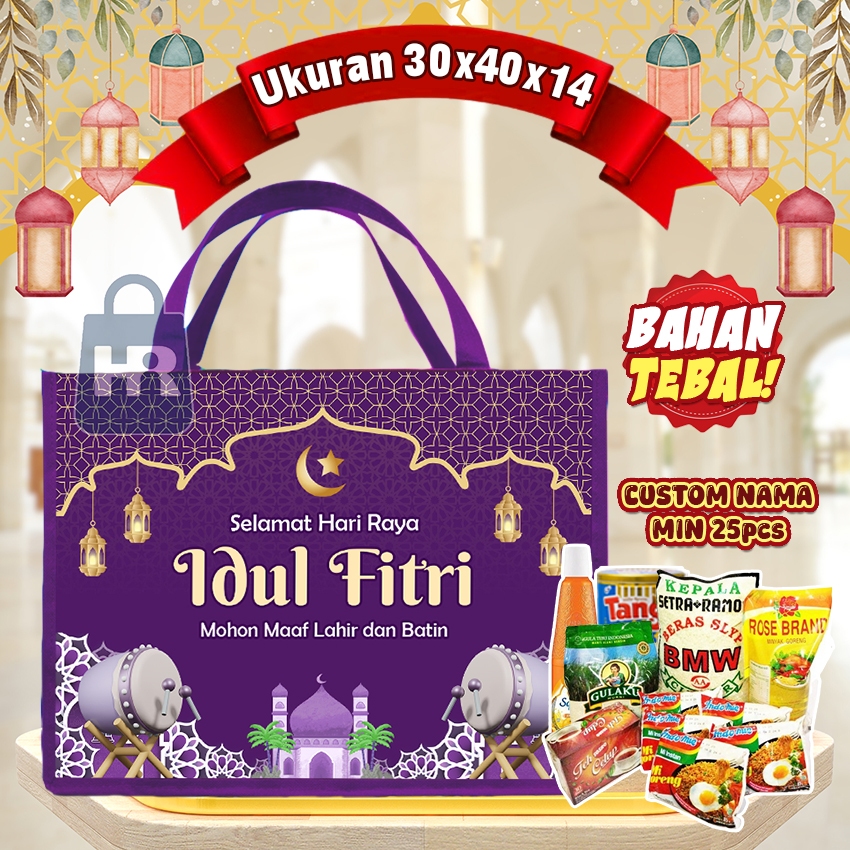 

Tas Bingkisan Lebaran Tas Parcel Hari Raya Idul Fitri Custom Nama / Tas Hampers Lebaran Idul Fitri Termurah Free Design / Tas Lebaran Ukuran 30x40x14 Muat Kaleng,Sirup,dan Sembako / Tas Souvenir Lebaran Jumbo / Goodie Bag Ramadhan Tas Hampers Idul Fitri