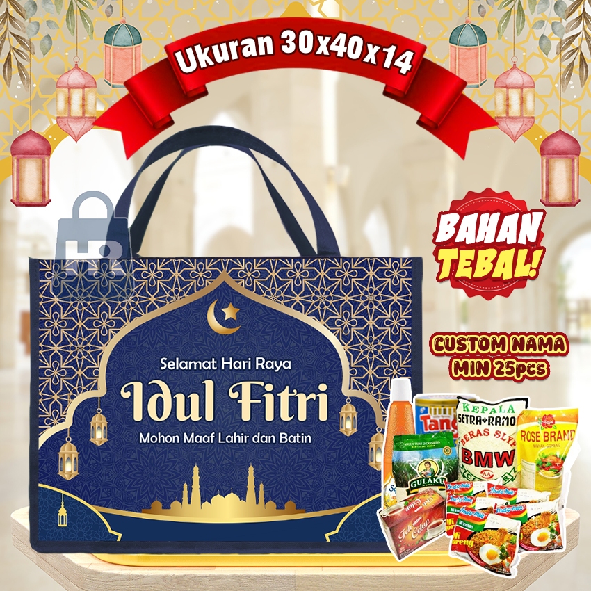

Tas Bingkisan Lebaran Tas Parcel Hari Raya Idul Fitri Custom Nama / Tas Hampers Lebaran Idul Fitri Termurah Free Design / Tas Lebaran Ukuran 30x40x14 Muat Kaleng,Sirup,dan Sembako / Tas Souvenir Lebaran Jumbo / Goodie Bag Ramadhan Tas Hampers Idul Fitri