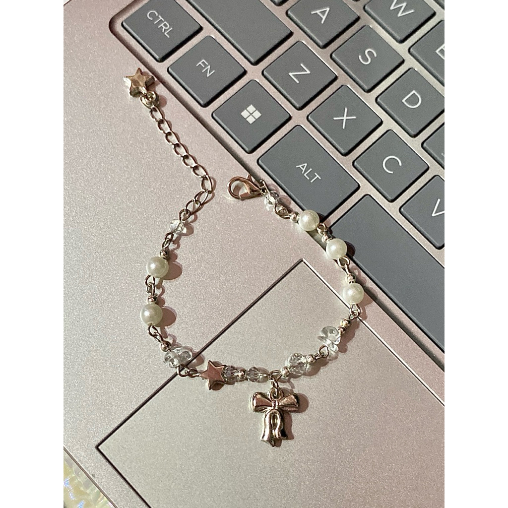 Gelang mutiara silver rantai dengan pengait