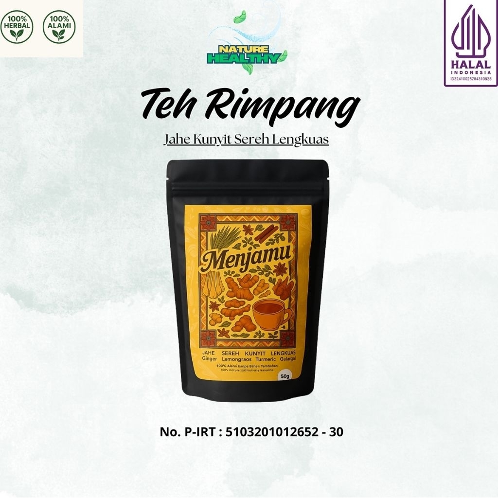 

Teh Rimpang Menjamu by Nature Healthy | Teh celup herbal | Teh Jahe Kunyit Lengkuas Sereh