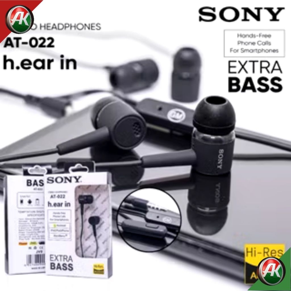 Sony AT022 Headset Handsfree Earphone Hedset Hansfree Erphone HF Bass Stereo Jernih