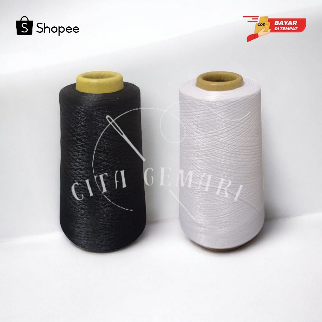 BENANG OBRAS POLYESTER 250GRAM HITAM/PUTIH | BENANG POLYESTER 150/48 | POLYESTER | POLISTER