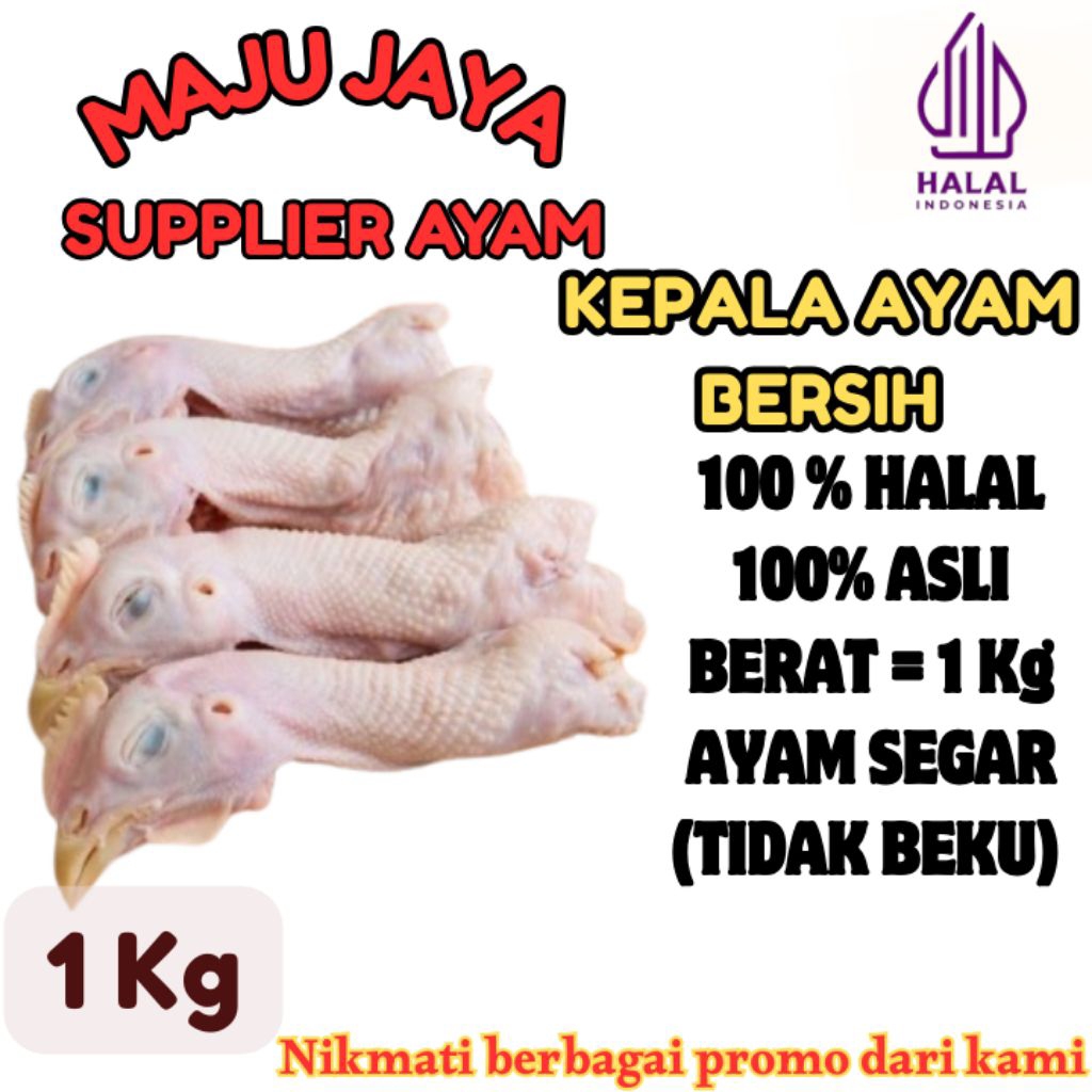 

KEPALA AYAM 1 Kg (1000gr) LEHER AYAM/ SEGAR / BERSIH / AYAM BERSIH / AYAM NEGRI / AYAM BROILER /FRESH BERSIH / TIDAK BEKU / HALAL / AMAN DIKONSUMSI