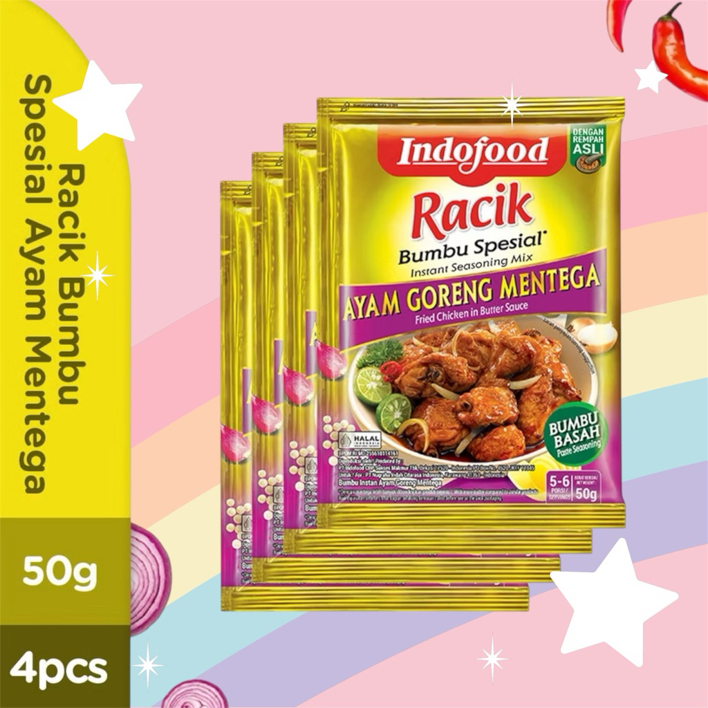 

Racik Bumbu Spesial Ayam Goreng Mentega 50gr 4 Sachet