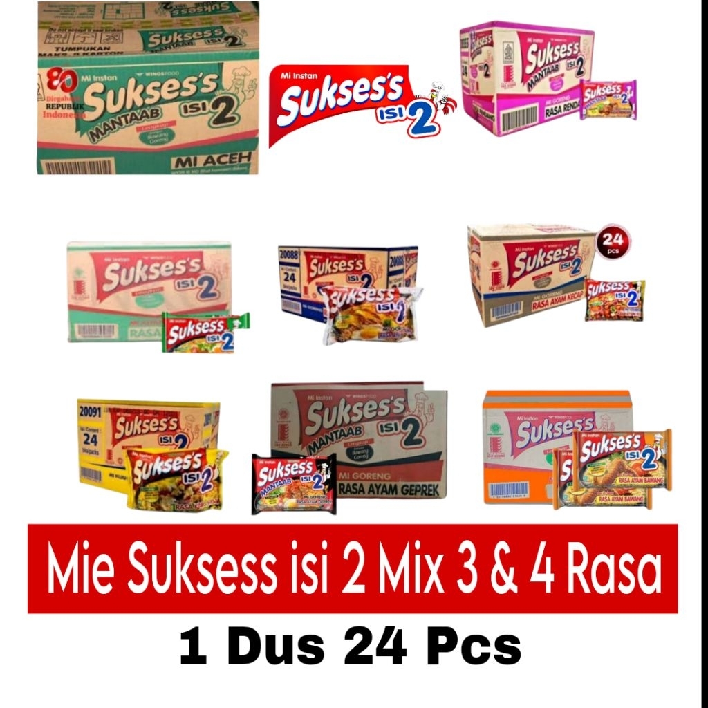 

Mie Suksess isi 2 All varian 1 dus Bisa Mix / Campur Rasa isi 24 Pcs