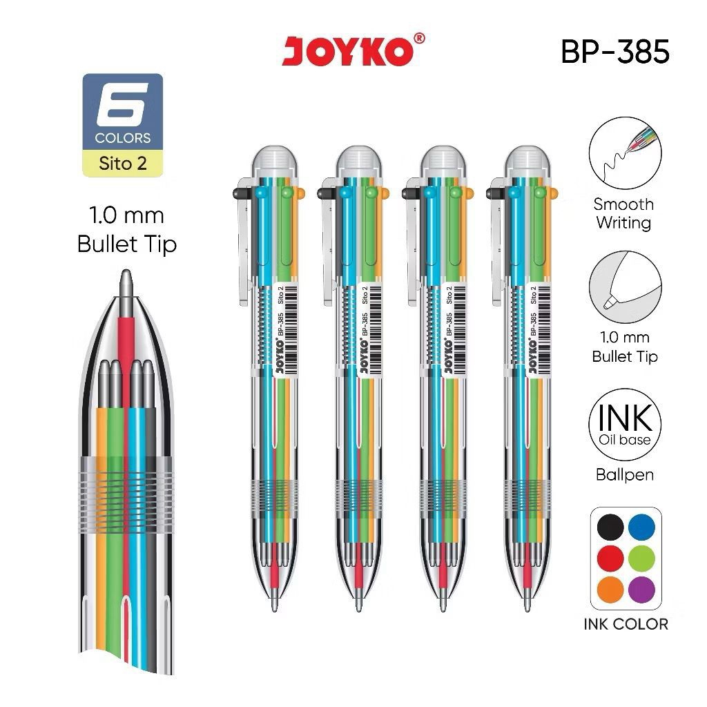 

1pcs Pulpen 6 Warna Joyko BP-385