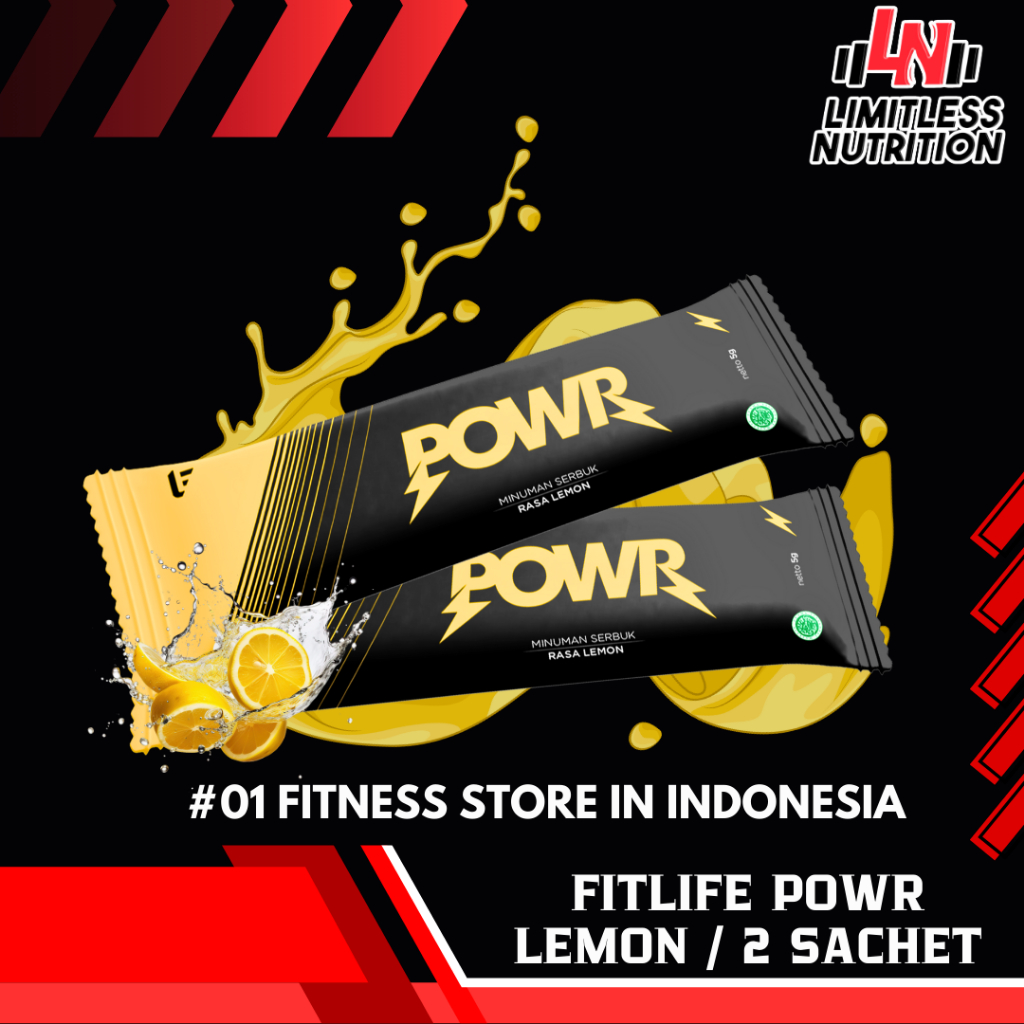 

Fitlife POWR Pre Workout 2 Sachet Preworkout Boost Energy - Lemon HALAL BPOM
