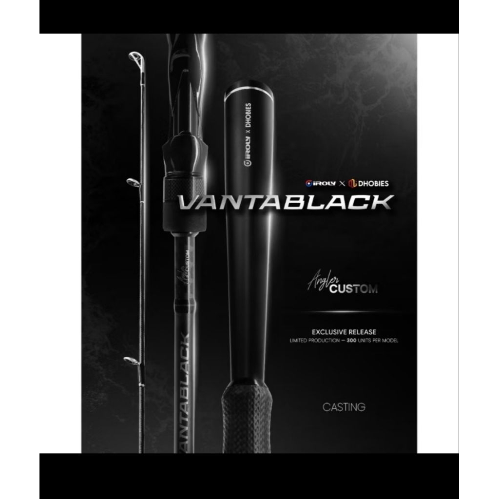 Joran iroly x Dhobies vantablack limited edition nomor seri 017/300 baru, line 4-10lb