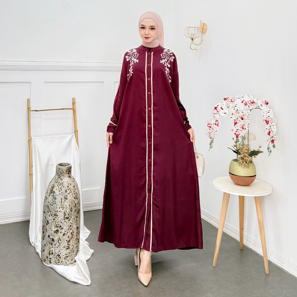 Gamis Abaya - Gamis Bordir - Abaya Bordir - Gamis Rayon Twill