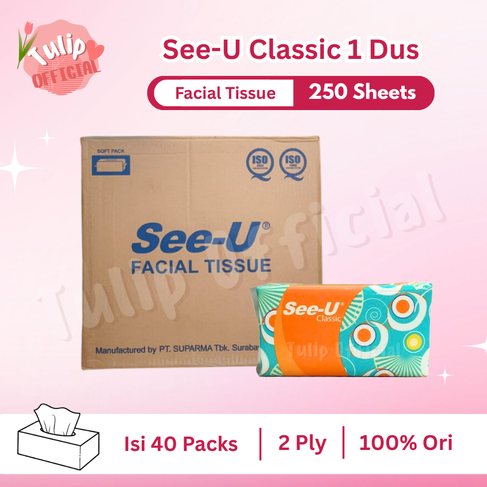GROSIR MURAH 1 Dus Isi 40 Packs Tisu Tissue SEE U Facial Softpack 250 Sheets 2 Ply