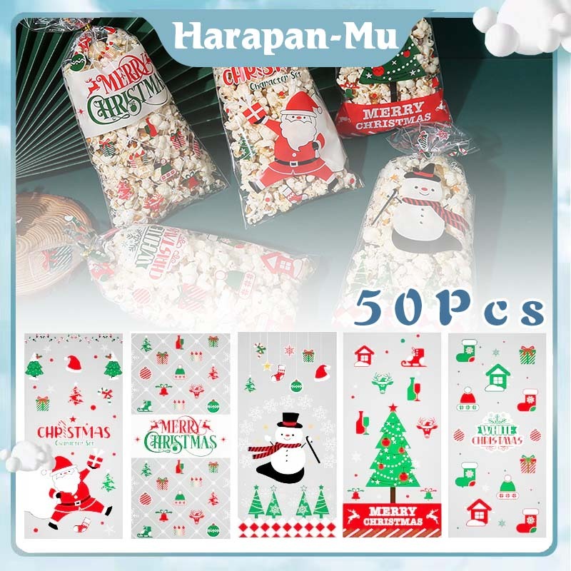

50 Pcs Kantong Plastik Opp Bening / Diy Plastik Hampers Natal / Kantong Plastik Natal