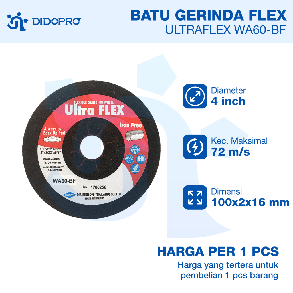 Ultraflex mata gerinda Wa 60-bf flexible diameter 4" inch batu gerinda batu potong poles ultraflex