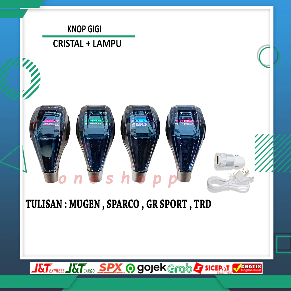 Shiftknop Mobil Logo Nyala RGB LED Crystal Diamond Tuas Gigi Mobil Matic Manual Universal