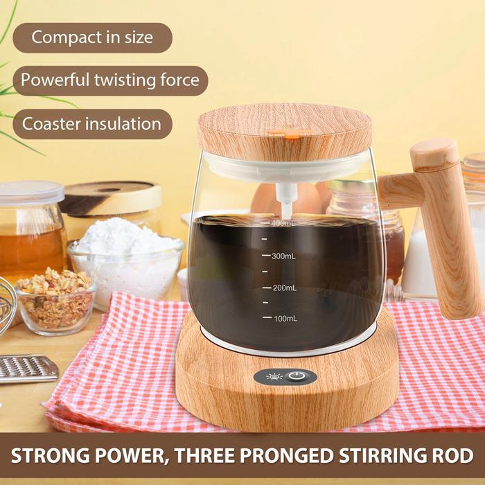 Gelas Aduk Otomatis Rechargeable Anti Panas dan Dingin Mug Kaca Aduk Otomatis Cangkir Kopi Susu Teh