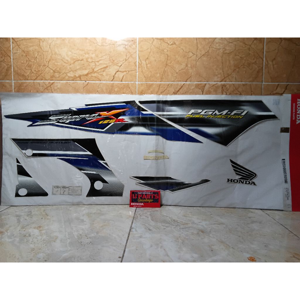 871X0 KTM 770ZA STRIPING COVER BODY SUPRA X125 LAMA ORIGINAL AHM BIRU PUTIH