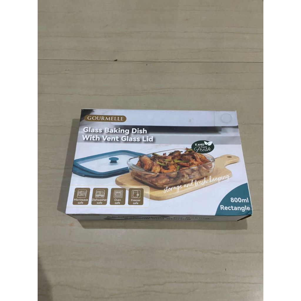 Gourmelle Glass Baking Dish With Vent Glass Lid 800ml ractangle