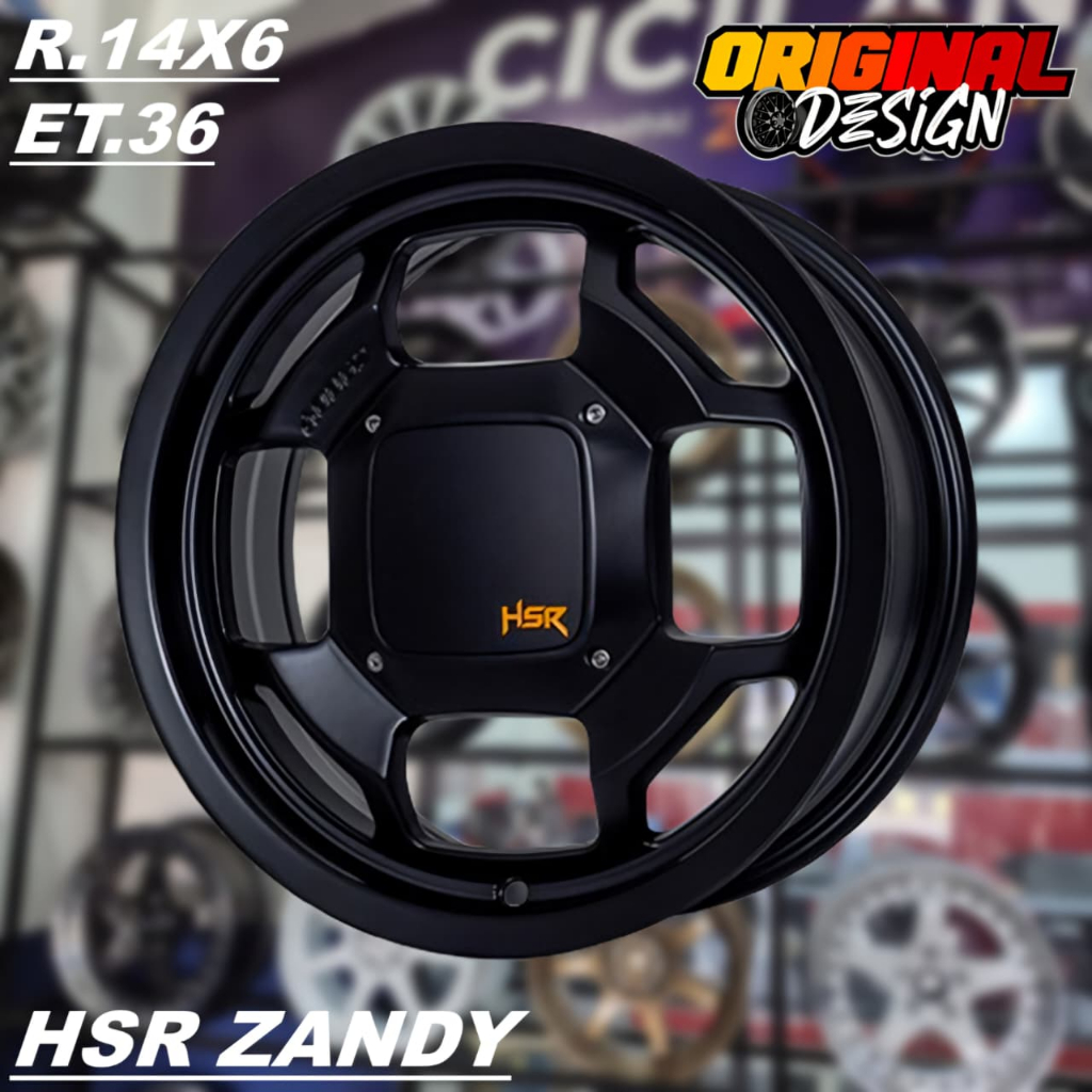 Velg HSR ZANDY R14 Untuk Mobil Lubang 4, Promo Ring 14 Warna Hitam
