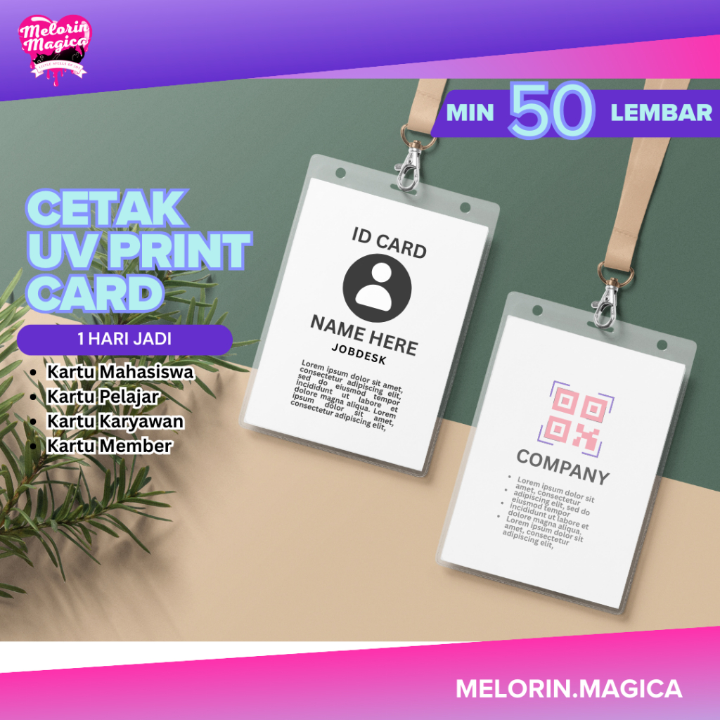 

Cetak UV Print ID Card PVC Premium | Cetak Kartu Mahasiswa dan Kartu Pelajar | Kartu Karyawan | Kartu Member
