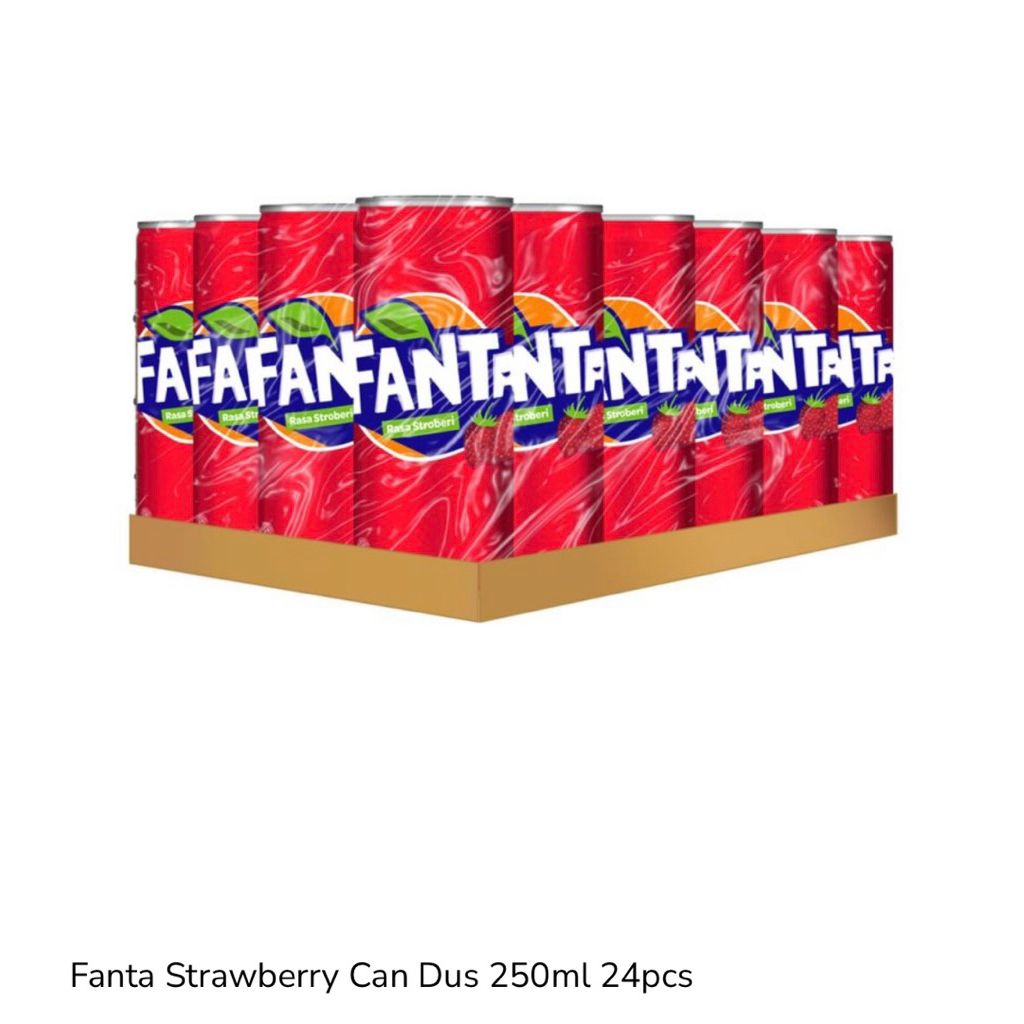 

Fanta Strawberry Can Dus 250 ml Isi 24 pcs