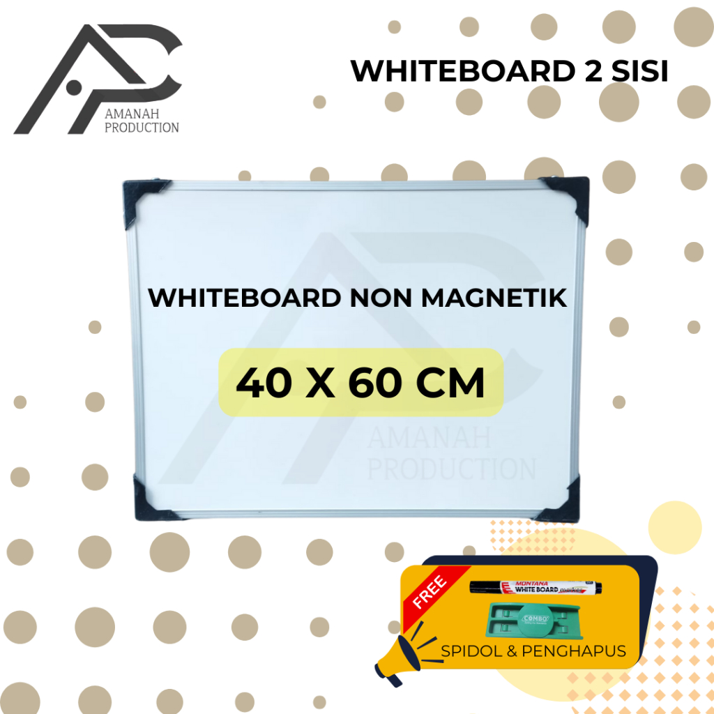 

Papan Tulis Whiteboard 40x60 Free Spidol Dan Penghapus