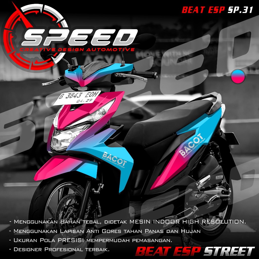 (PROMO COD) TERBARU Decal Sticker Honda Beat Esp Street 2016 2017 2018 2019 Full body - Stiker Skotl