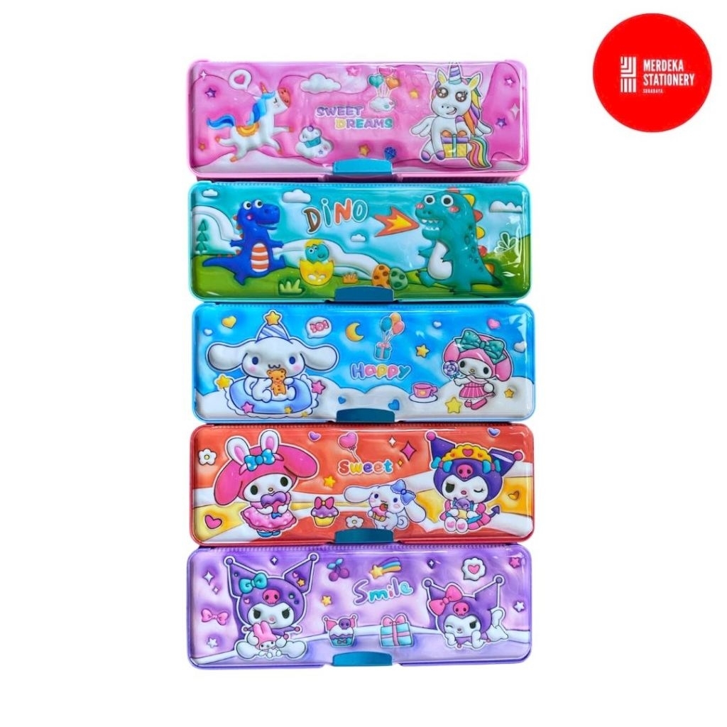 

Pencil Case/Tempat/Tepak/Kotak Pensil Magnet Plastik Murah Kartun My Melody/Dinosaurus/Kuromi/Unicorn