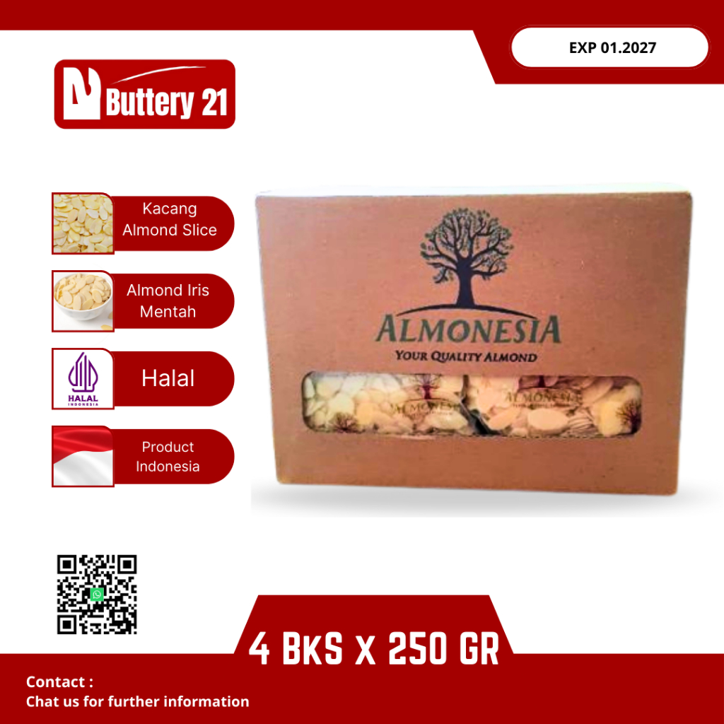 

KACANG ALMOND SLICE 1 KG/4 BKS X 250 GR/KACANG ALMOND IRIS/RAW MENTAH/REPACK KAN DARI ALMONESIA DUS