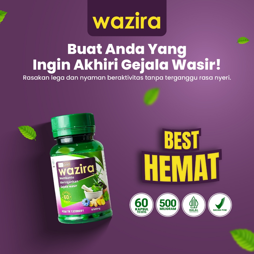 Obat Herbal Wasir Ambeien WAZIRA Kapsul Daun Ungu Atasi Ambeyen Ambien Infeksi Anus Original Halal B