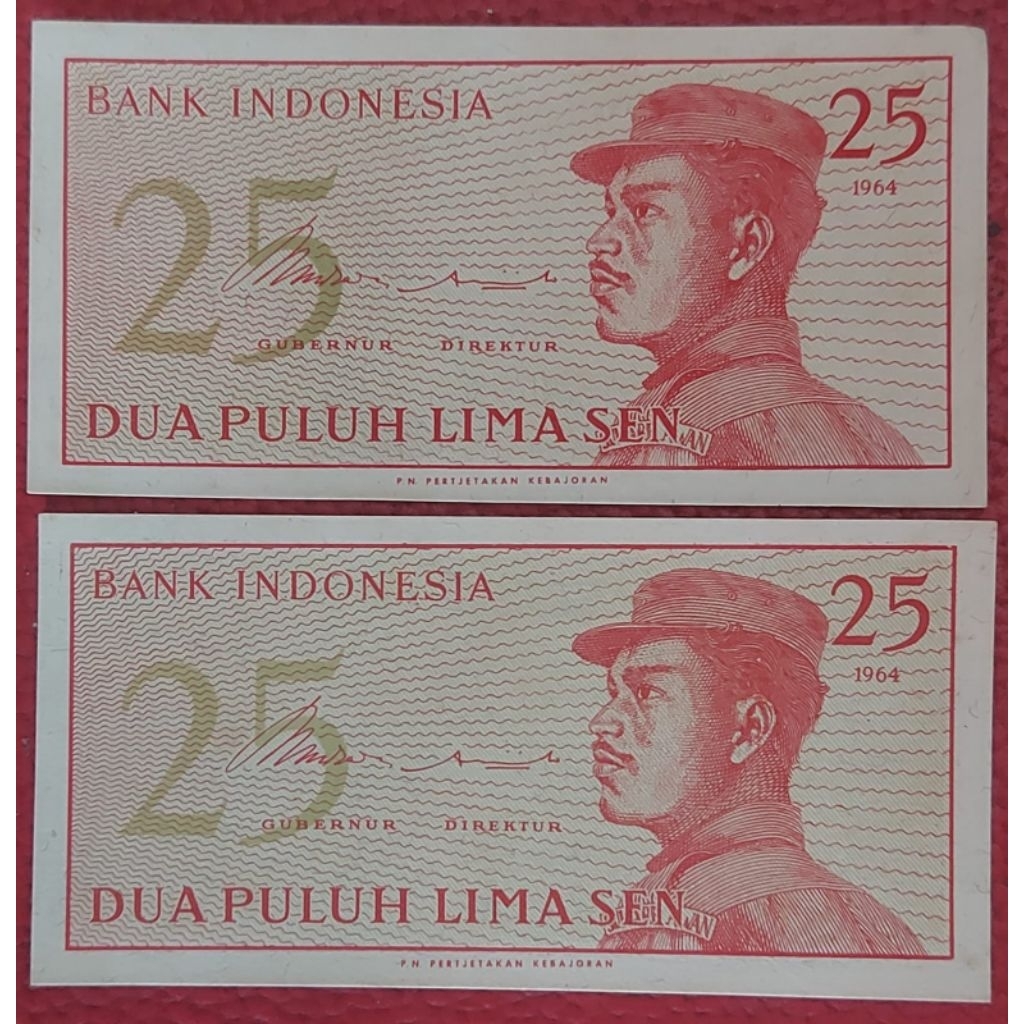 Uang Kuno Indonesia 25 Sen & 50 Sen Tahun 1964 Seri Sukarelawan