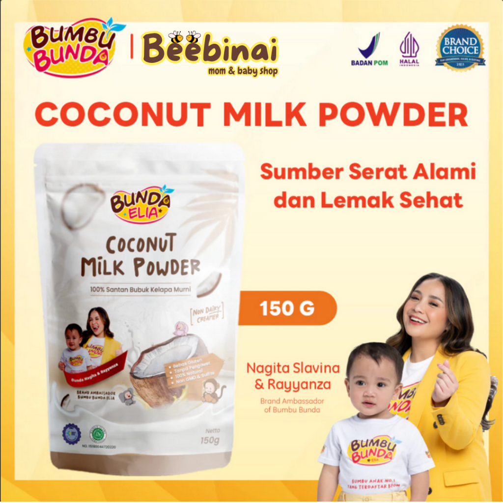 

Beebinai - Bumbu Bunda Elia Coconut Milk Powder 150gr - Santan MPASI | Lemak MPASI | Santan Kelapa | BB Booster