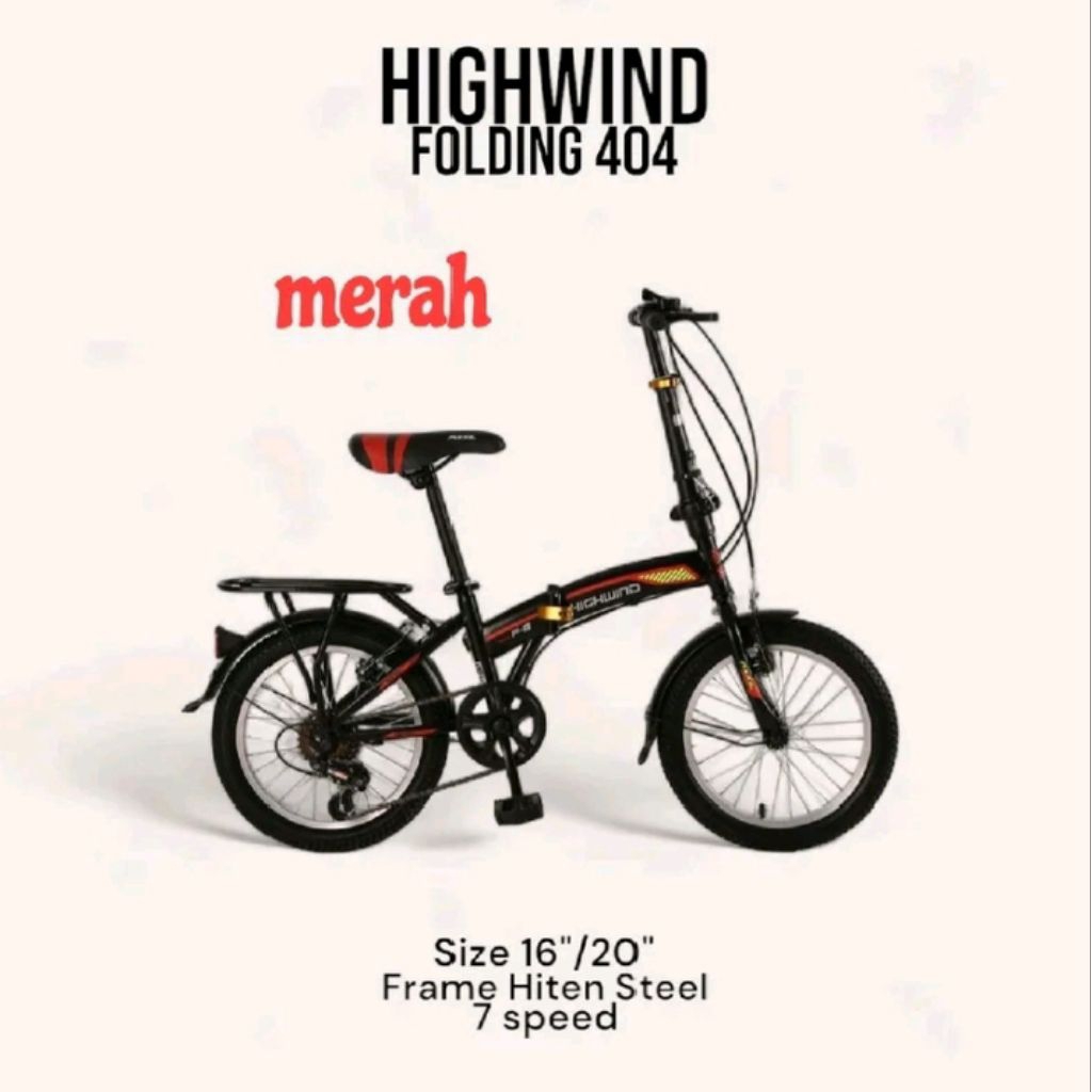 Sepeda Lipat 16inch Highwind bonus bell Sepeda lipat anak dan dewasa