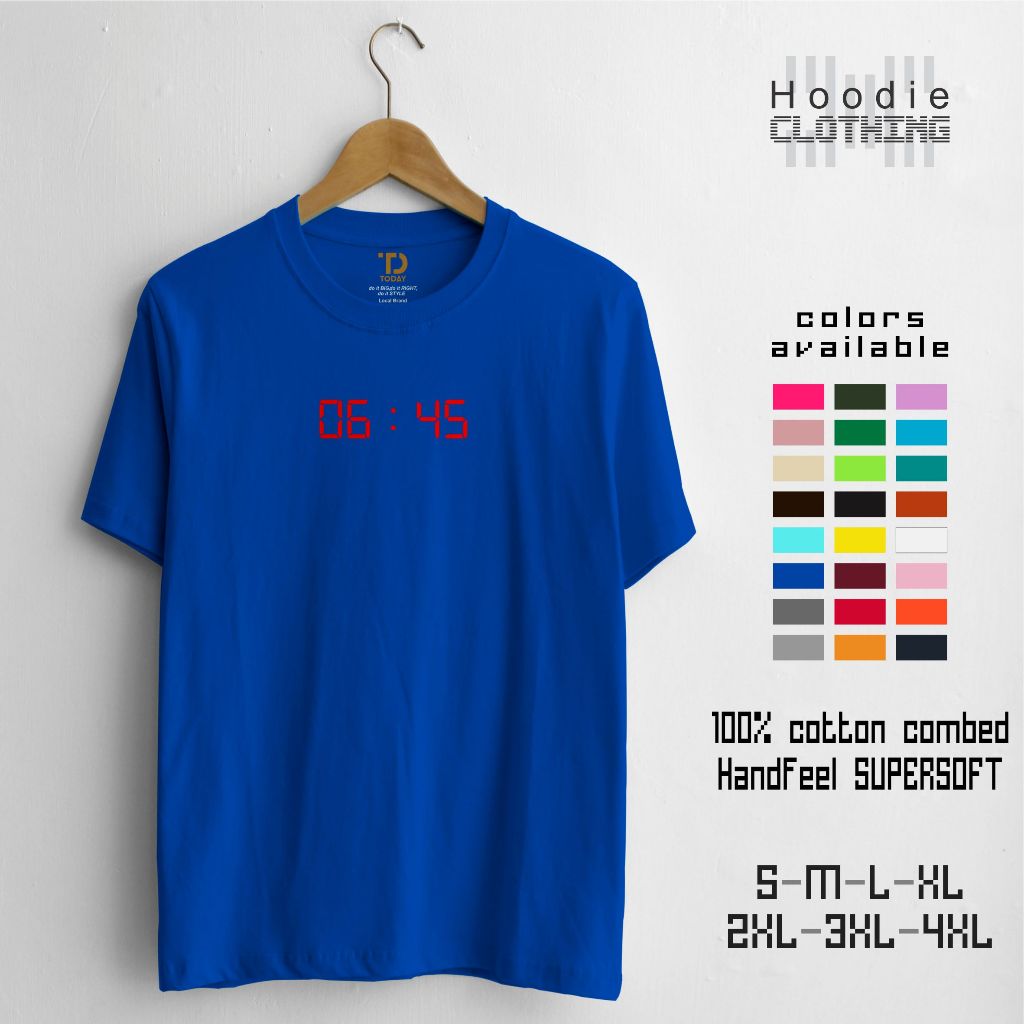 Kaos Pria Distro Original Bandung Murah Motif Time Biru Benhur Fashion Casual Classic Authentic
