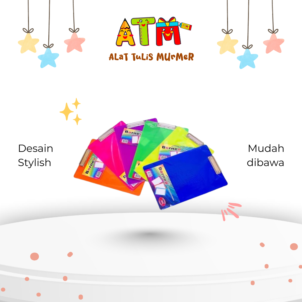 

Clipboard/Papandada/PapanjalanBorneo Clip Board Fluo Plastik Mix Color