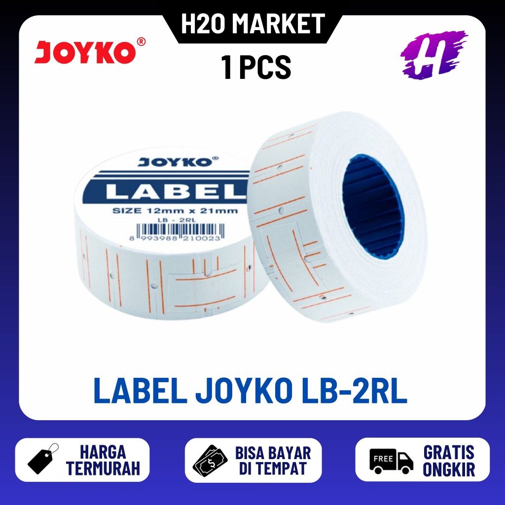 

❤️H2O❤️ Kertas Label Harga / Price Label Roll Joyko 1 Baris Warna Putih LB-2RL