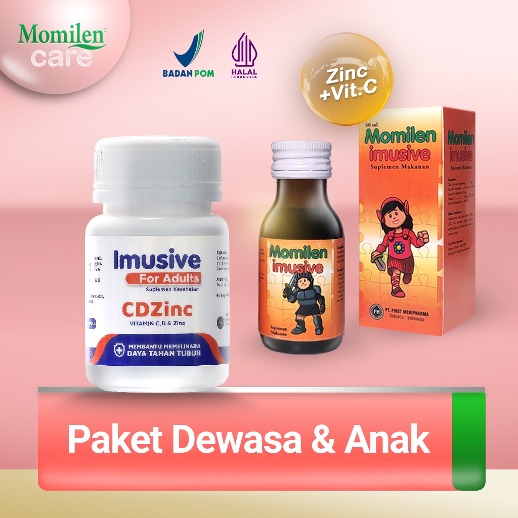 Imusive CDZinc 60 kapsul + Momilen Imusive / Vitamin CDZINC / Vitamin Anak dan Dewasa