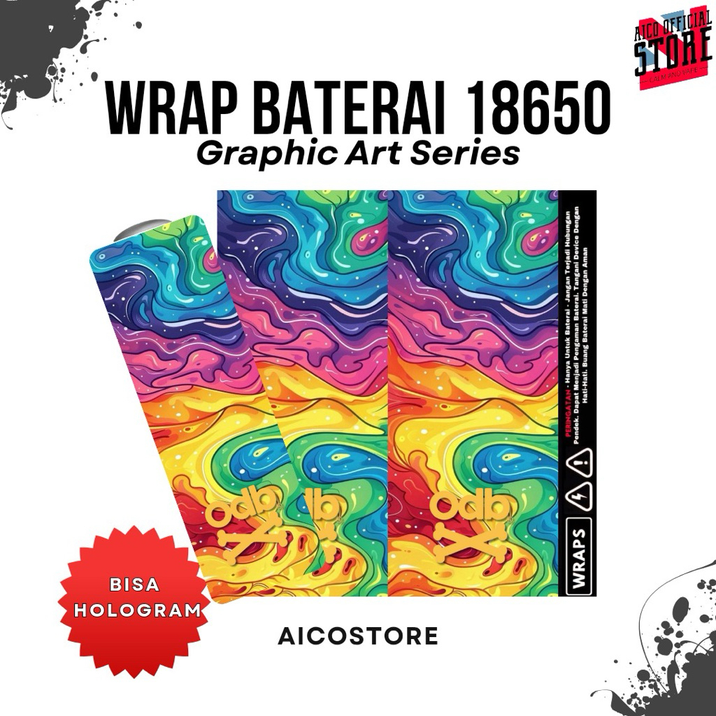 WRAP SERIES - Stiker Wrap Baterai 18650 Graphic Art Series | Desain Kekinian Anti Air Anti Gores Bis