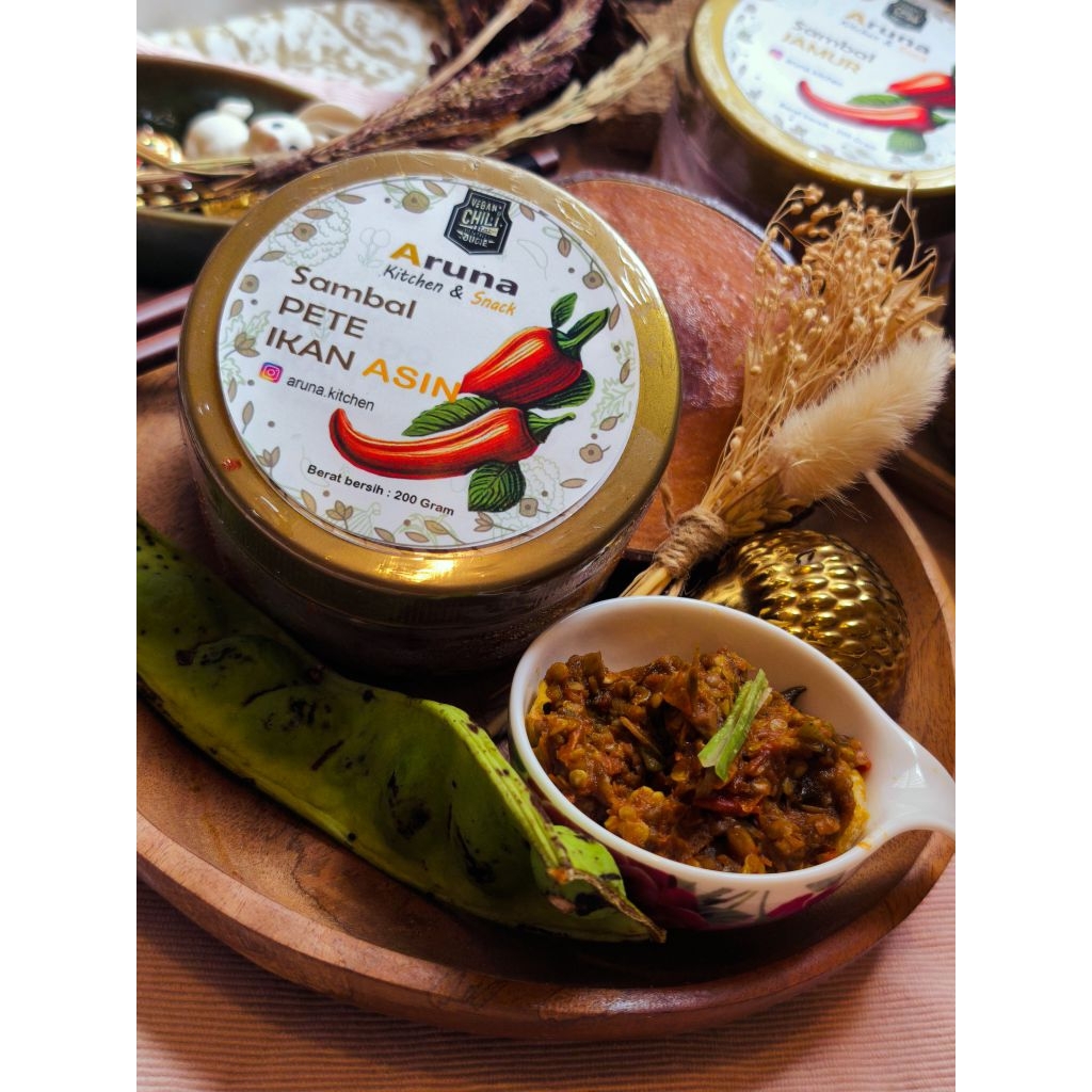 

Sambal Pete Ikan Asin VEGETARIAN (VEGAN) Allium free-Tanpa Bawang-Nabati 100%- NON Hewani. Tanpa Pengawet