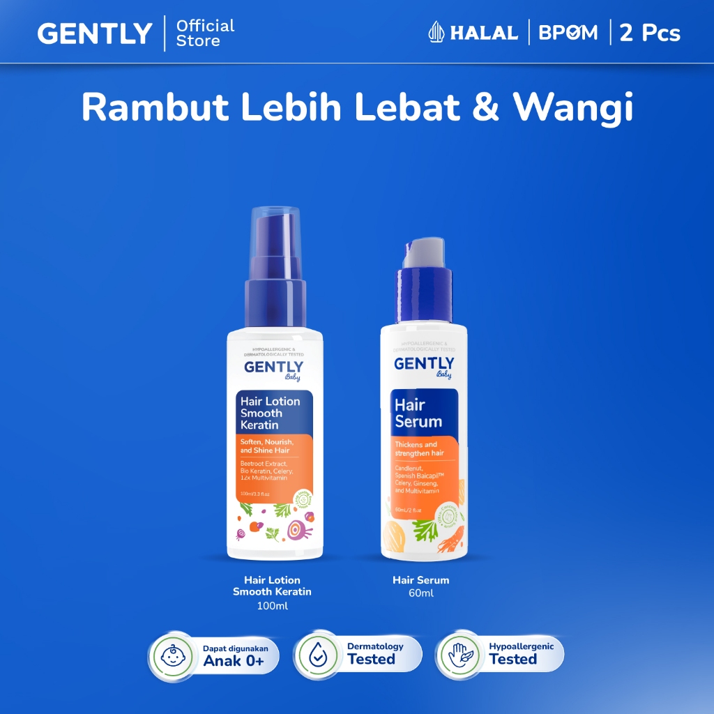 GENTLY Baby Fresh and Thick | Paket Hair Lotion Smooth Keratin 100 ml Lotion Rambut Anak Tebal, Halu