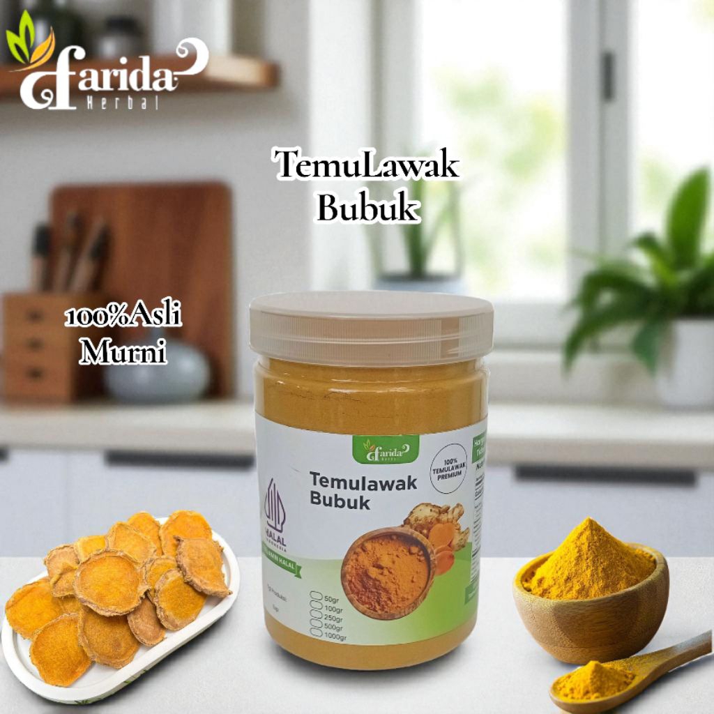 

TemuLawak Bubuk Murni 500gram Kemasan Toples Jar/Asli Murni Temu Lawak Bubuk