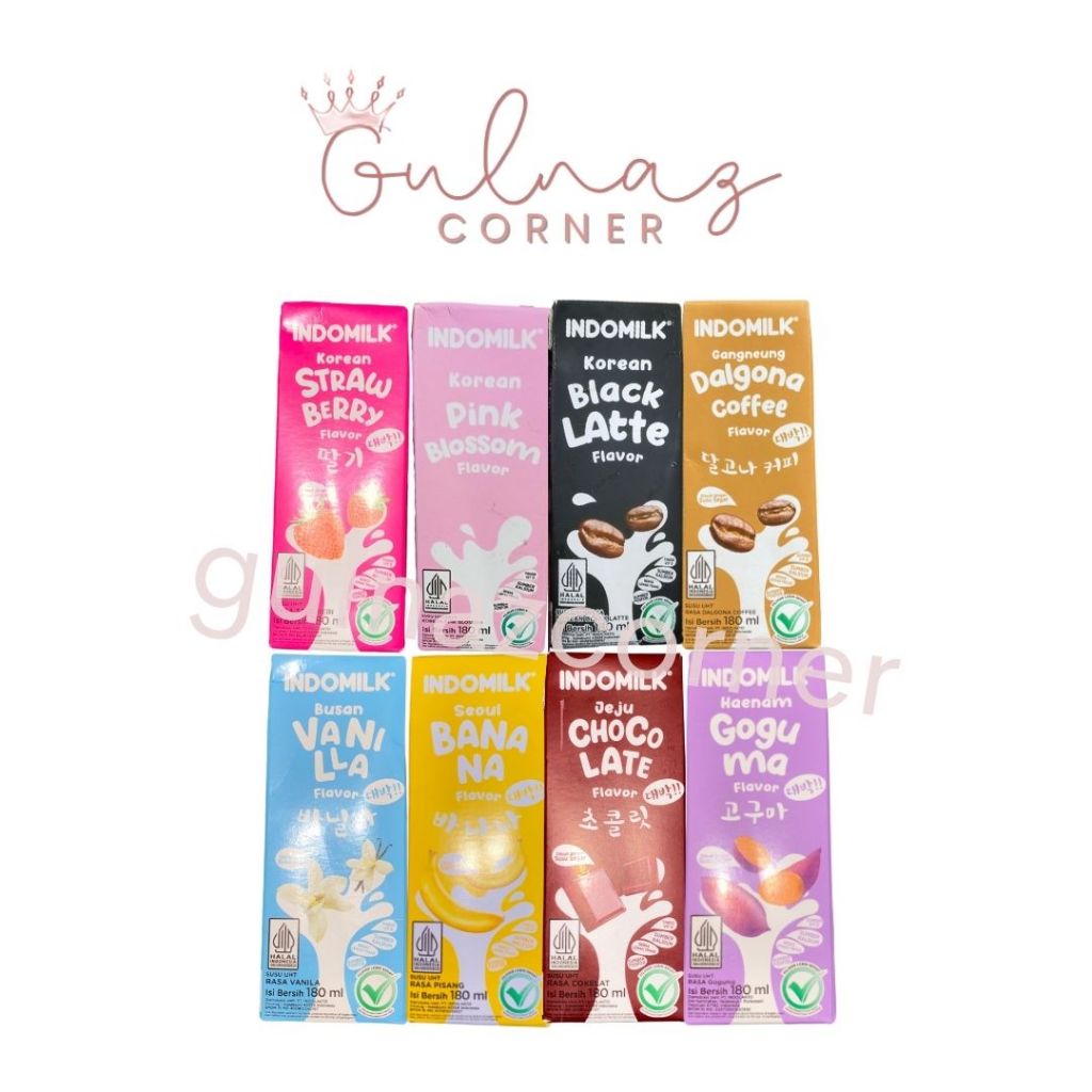 

[ FREE PACKING ] INDOMILK KOREAN SERIES SUSU UHT 180 ML | DALGONA COFFE BLACK LATTE PINK BLOSSOM