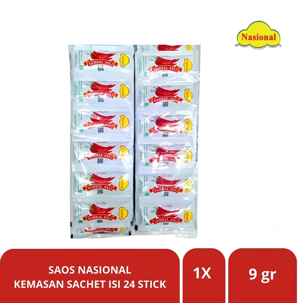 

Saos Sambal Nasional 24 Sachet Pedas Merah Stick 9gr 1 Pack isi 24 Sachet