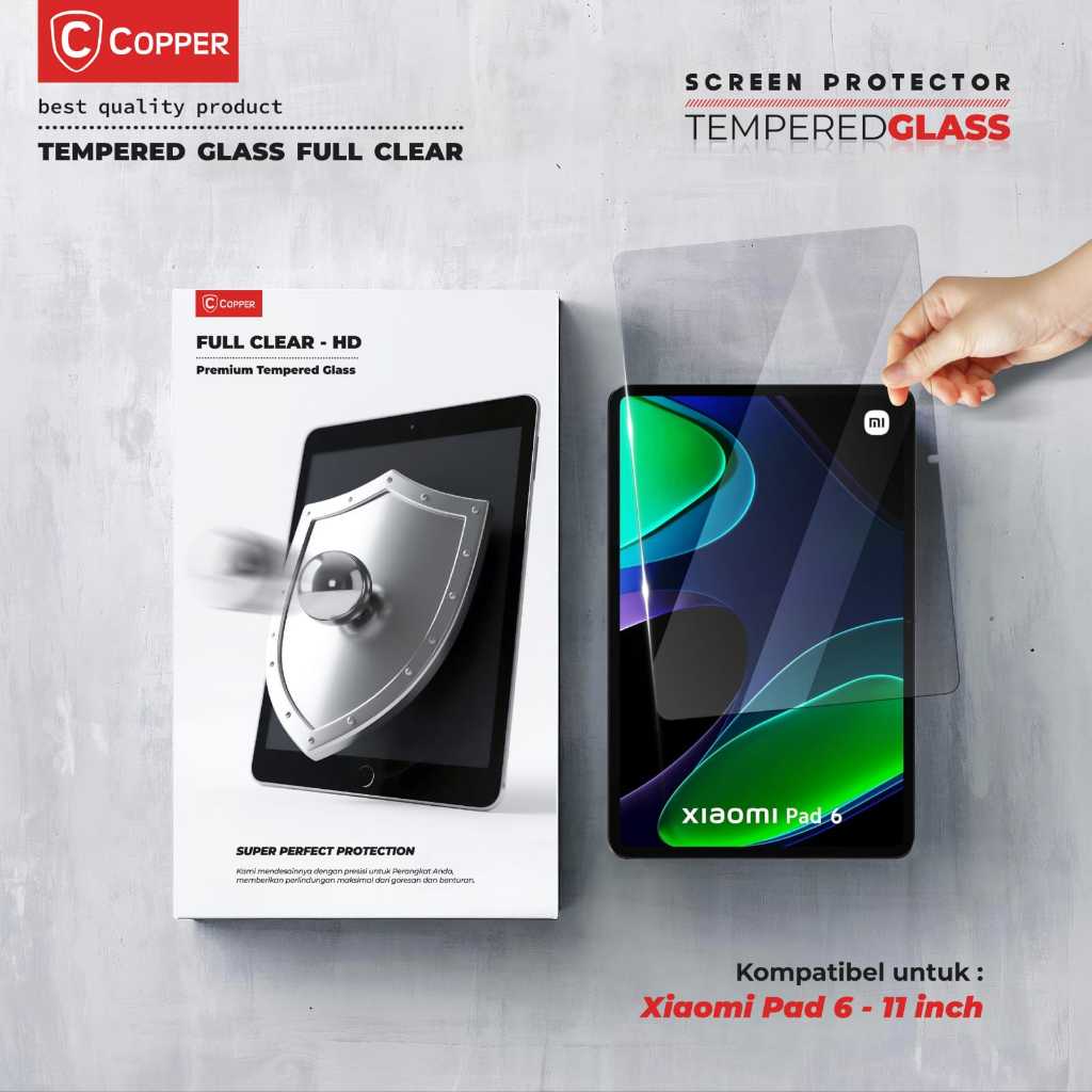 Xiaomi Pad 6 (MiPad 6) - COPPER TEMPERED GLASS FULL CLEAR
