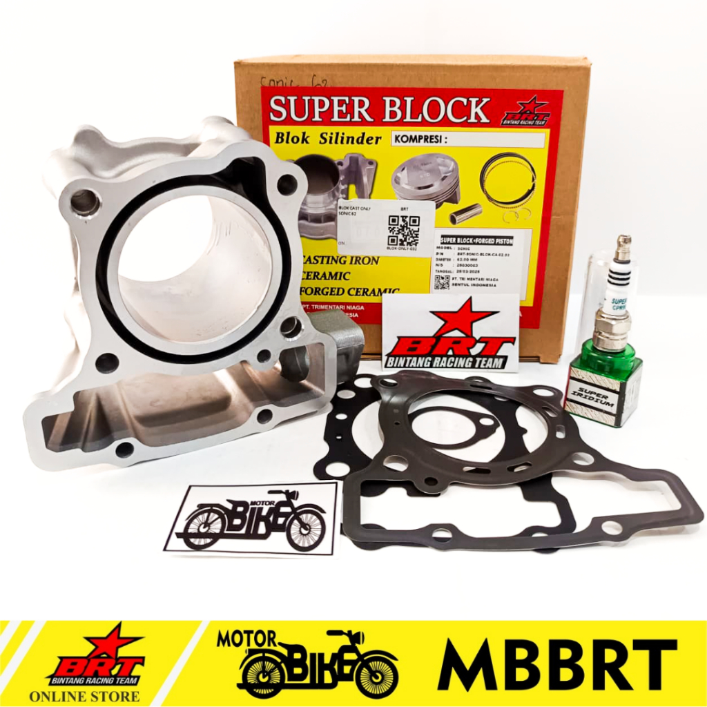 BLOK + PAKING SET CAST IRON BRT SONIC CB 150 CBR 150R LED SUPRA GTR BOREUP 62 MM