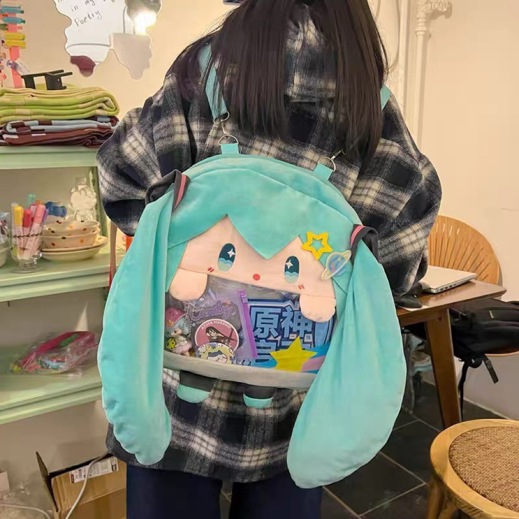 Tas Bulu Resleting Hatsune Miku | Shoulder Bag 3D Cute Hatsune Miku