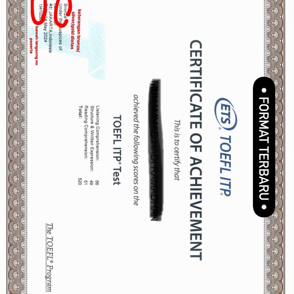 SERTIFIKAT TOEFL ITP