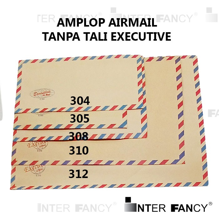 Amplop Coklat Airmail TANPA TALI, Merk Executive. Terdiri dari berbagai ukuran Kabinet, Super Kabine