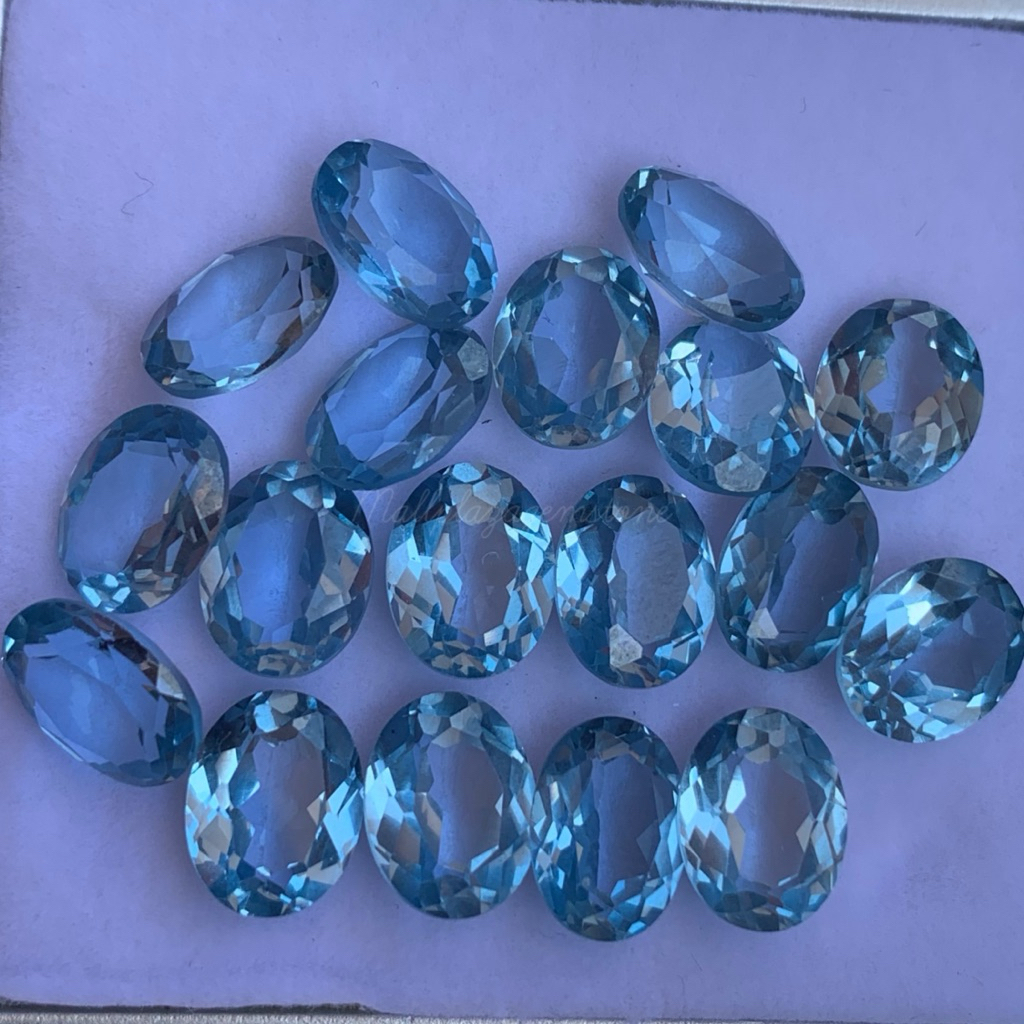 batu permata blue topaz asli natural cutting dim 9x7mm / losstune batu blue topas / batu blue topaz 