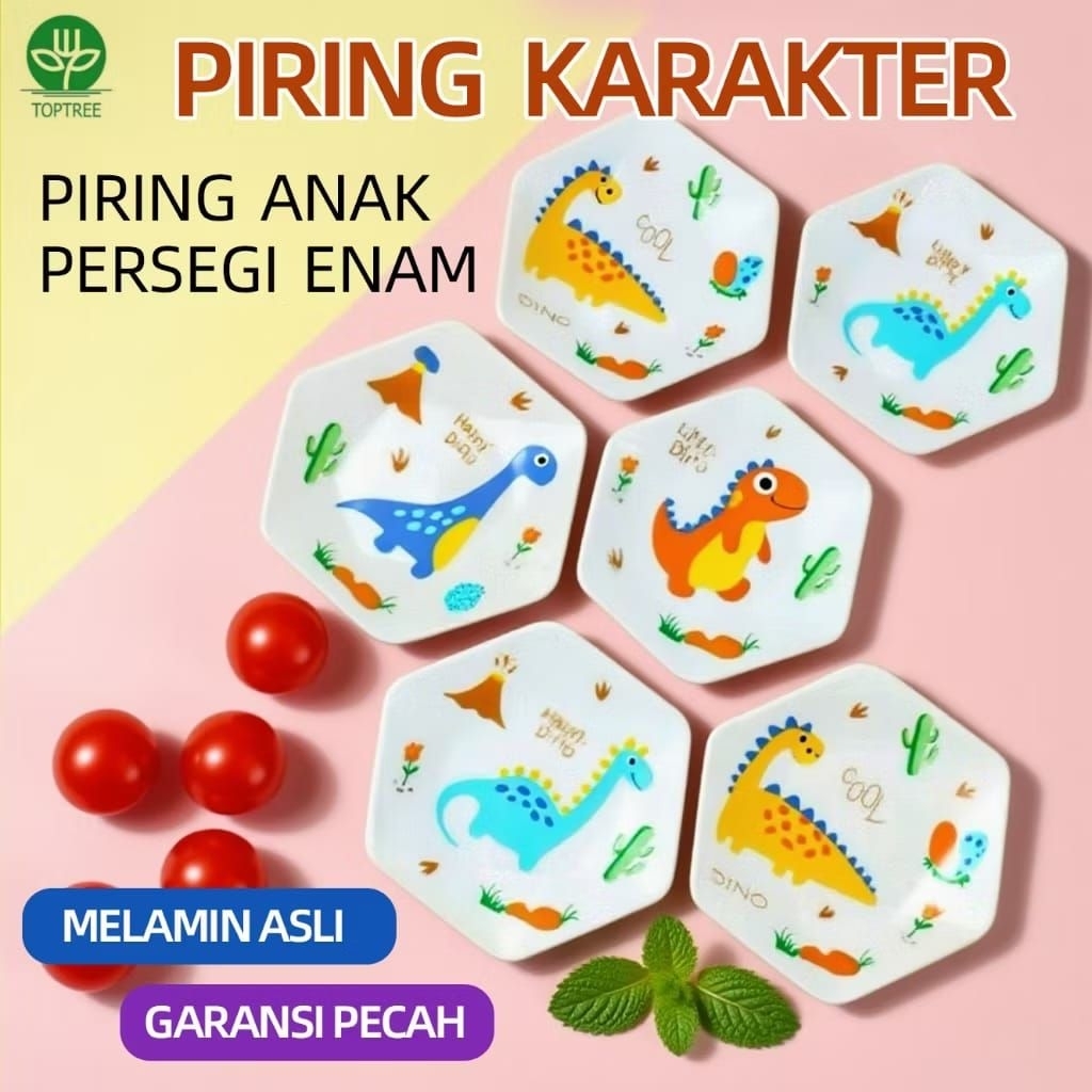 COD Piring Melamin Dino Asli ( Motif Tidak Pudar ) / Piring Melamin Anak Katakter Tebal Garansi Peca