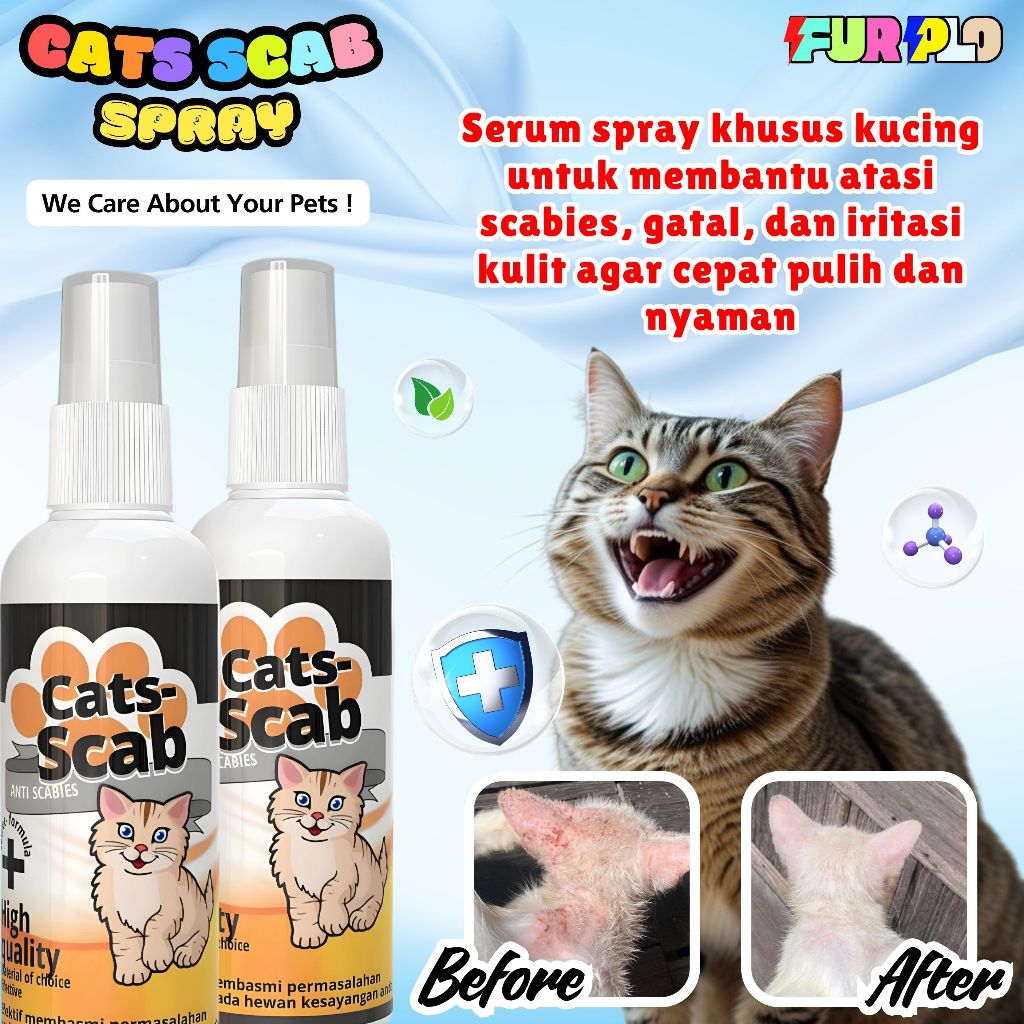 Obat Scabies Kucing Cat Scab Penghilang Koreng dan Gatal Membandel Furplo