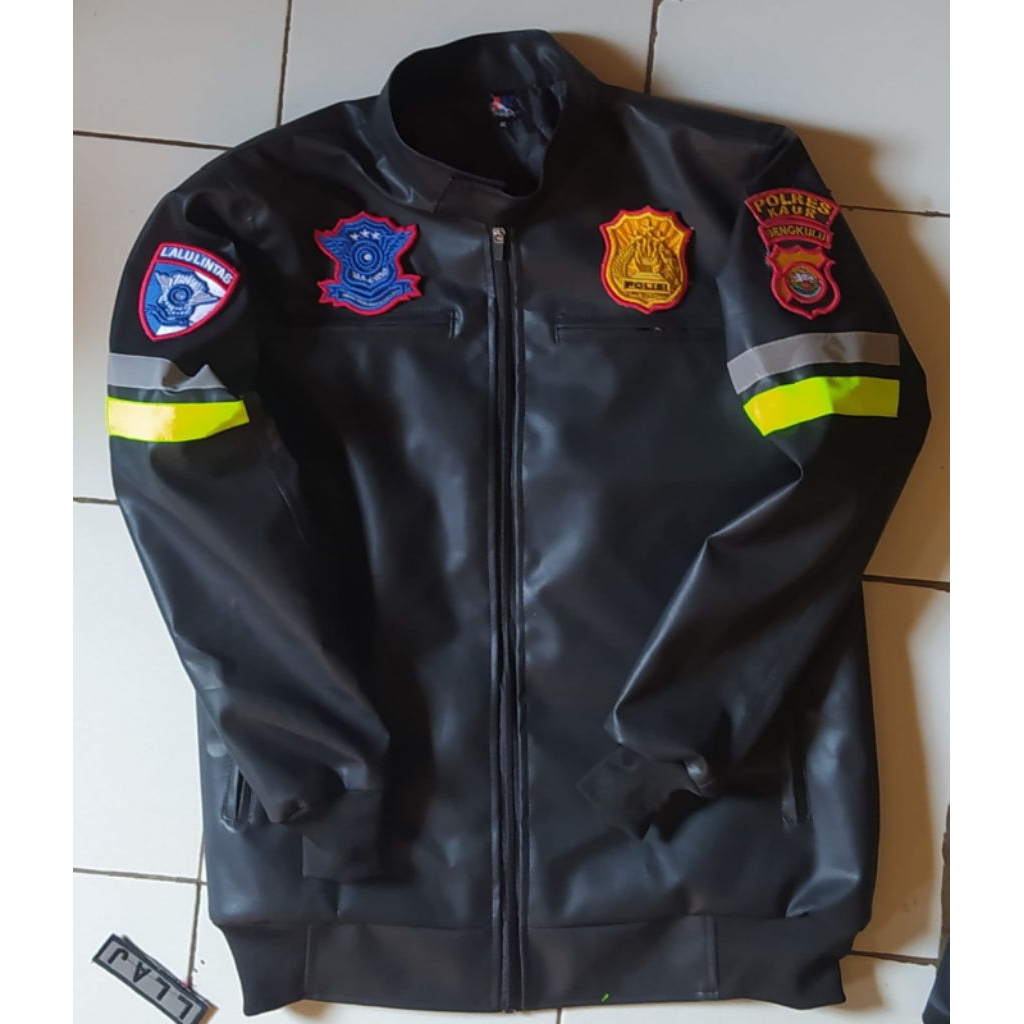Jaket polisi,jaket polri,jaket dishub, jaket lantas semi kulit terbaru original